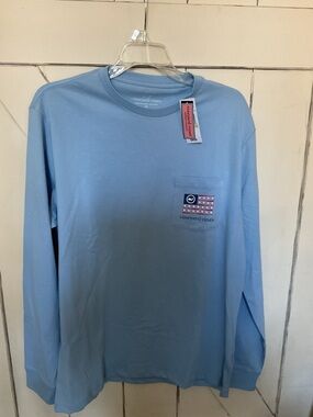 Vineyard Vines Light Blue Long Sleeve Pocket Tee